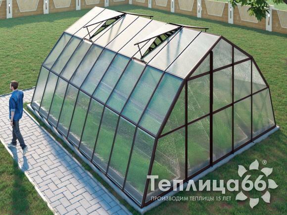 Теплица Рада Балхаш из поликарбоната, 5х6 метров, коричневая